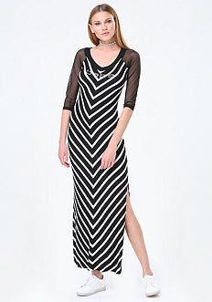 Logo Mesh Yoke Maxi Dress