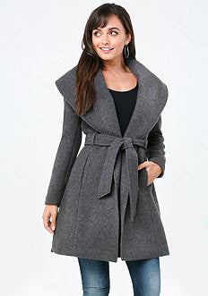 Shawl Collar Side Slit Coat