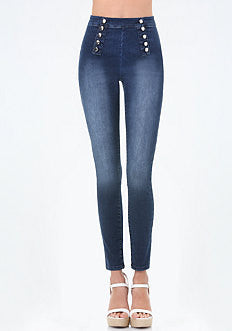 High Rise Button Jeans