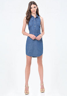 Chambray Hi-Lo Shirtdress