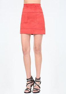 Seamed Faux Suede Miniskirt