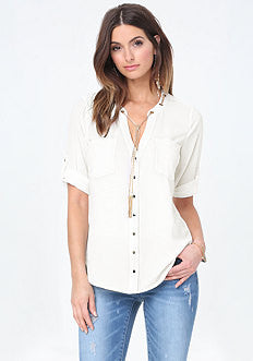 Chain Neck Tie Top