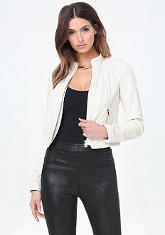 Seamed Faux Leather Jacket