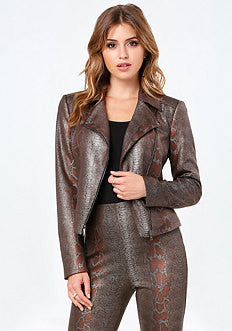 Snake Print Moto Jacket