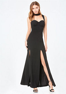 Mock Neck Cutout Gown