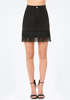 Fringed Denim Miniskirt