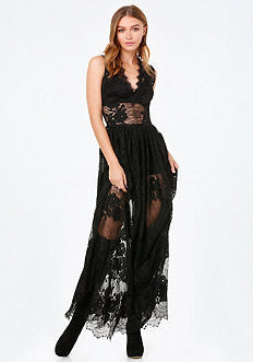 Scallop Lace V-Neck Gown