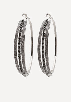 Dark Sparkle Hoop Earrings